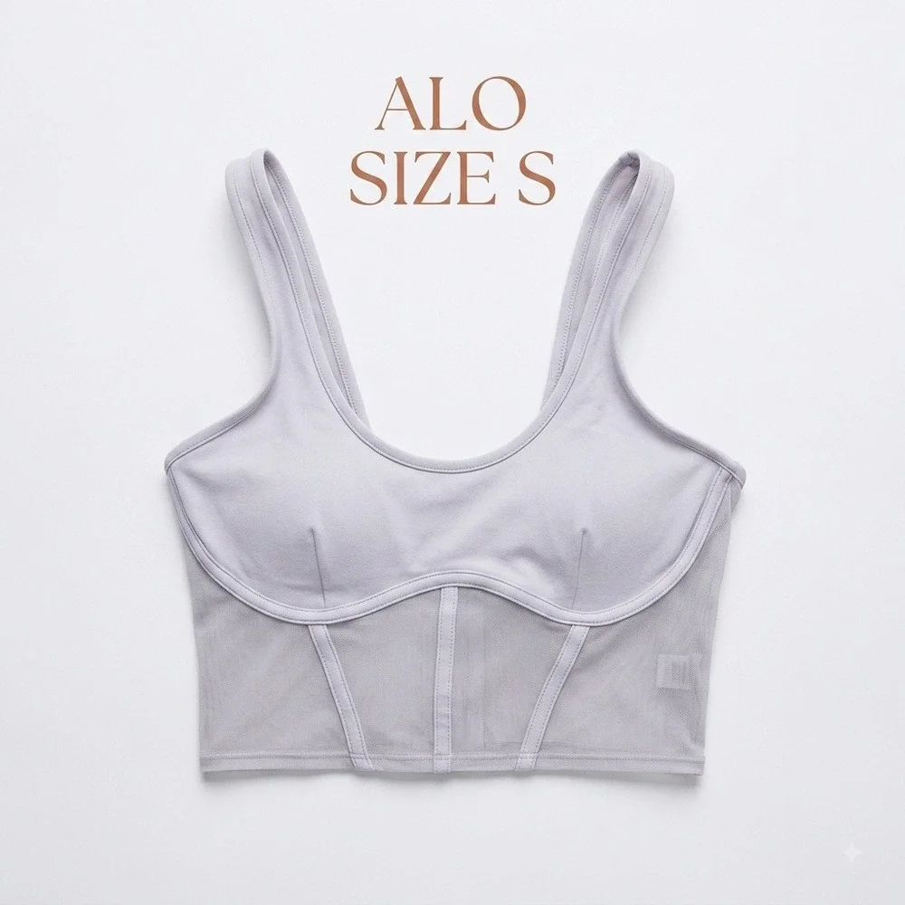 Alo Yoga Airbrush Mesh Corset Crop Tank Top Bra Women S